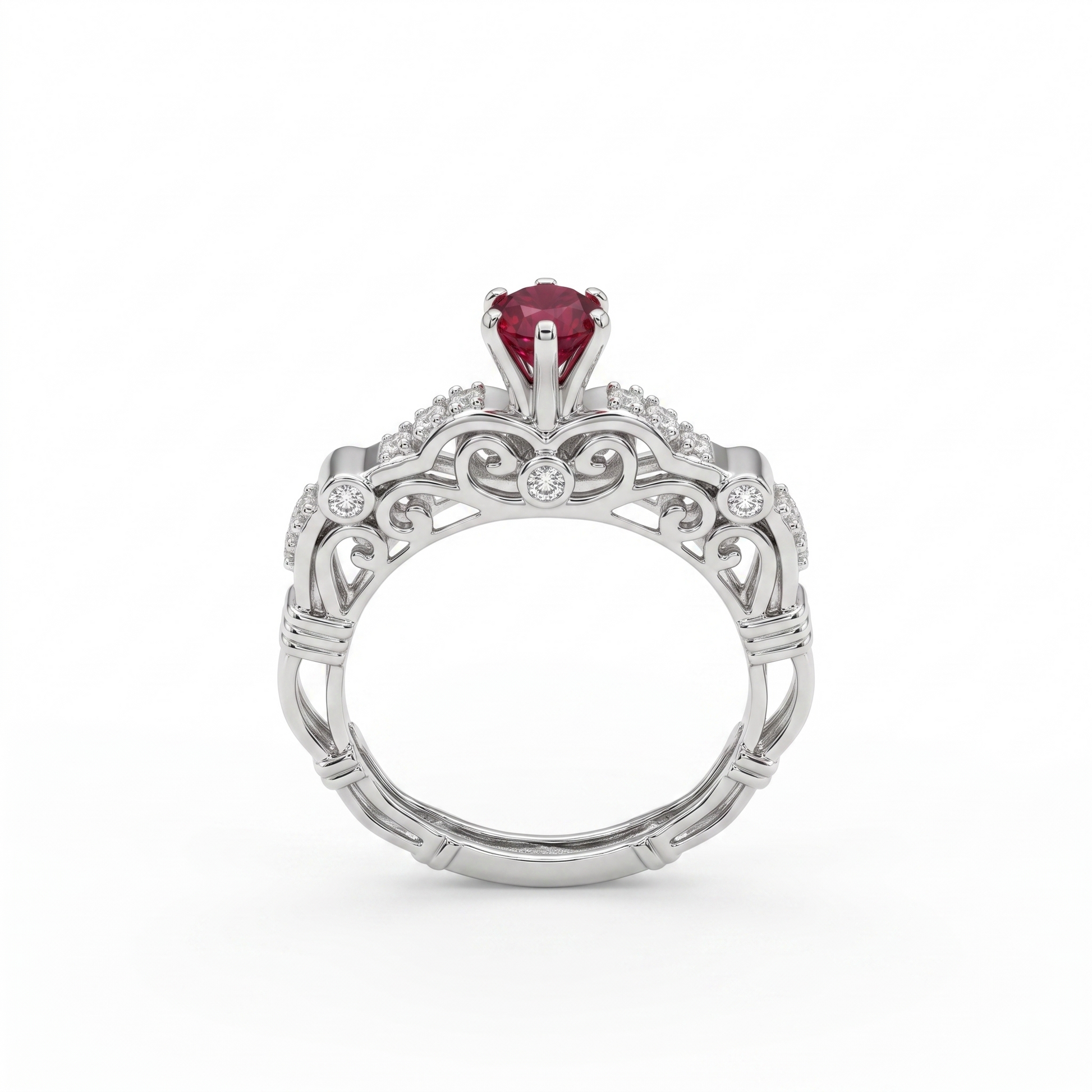 Silvme Heart Design 925 sterling silver ring for women — front view on white background