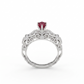 Silvme Heart Design 925 sterling silver ring for women — front view on white background