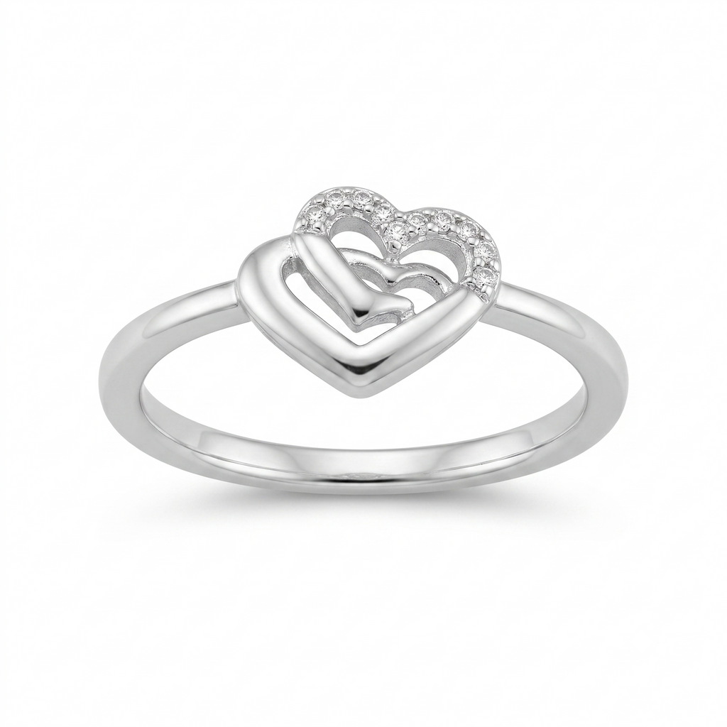 925 sterling silver Romantic Couple Ring by Silvme, an elegant accessory for her, minimal modern styling