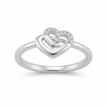 Silvme Romantic Couple 925 sterling silver ring for women — front view on white background