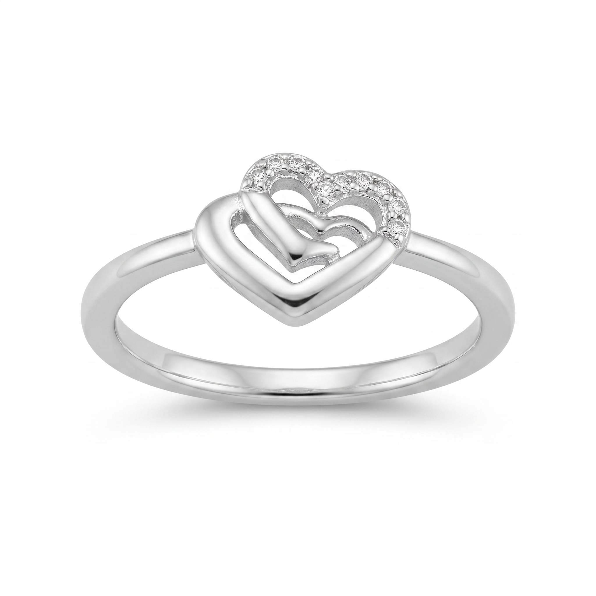 925 sterling silver Romantic Couple Ring by Silvme, an elegant accessory for her, minimal modern styling