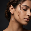 Heartbeat Pulse Wave Stone-Set Threader Earrings, additional product view 6