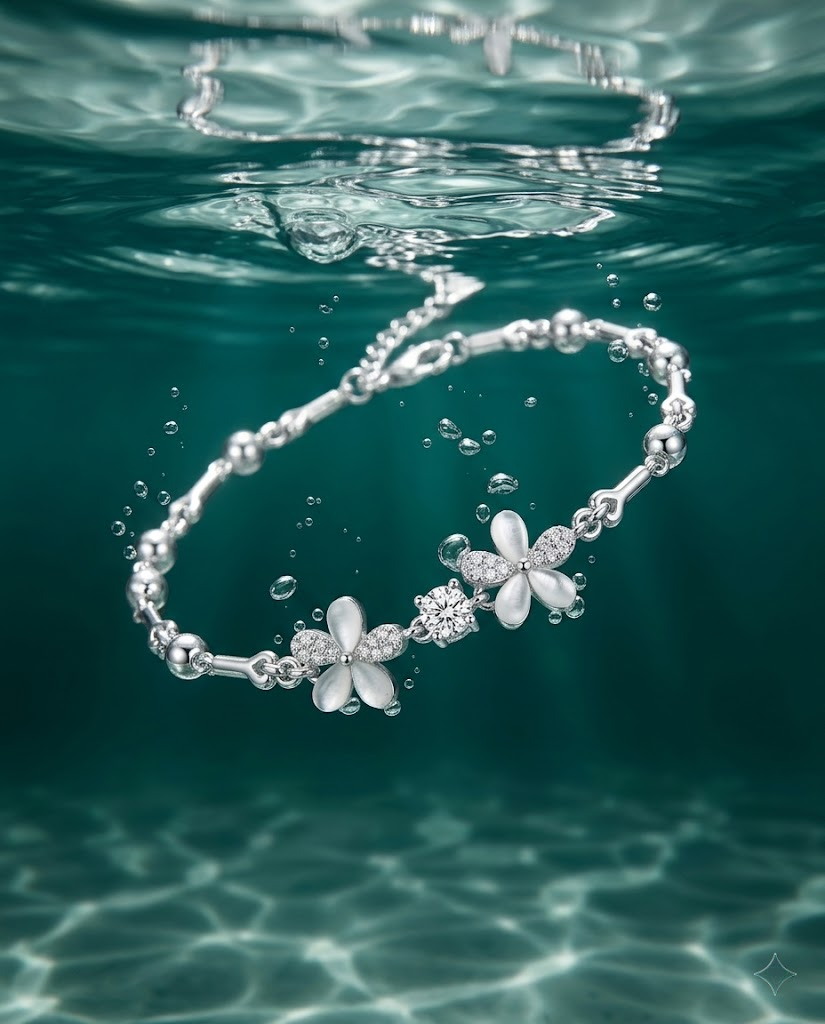 Silvme CZ Floral Bracelet in 925 sterling silver set with cubic zirconia, jewellery for women