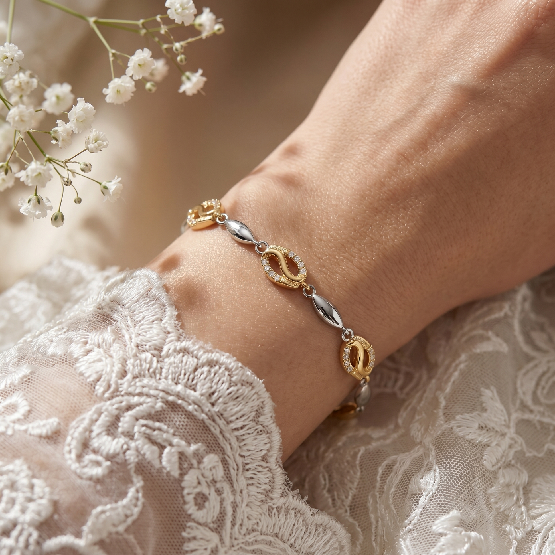 Silvme Daisy Flower Bracelet featuring 925 sterling silver 925 purity, 925 silver jewellery, premium silver jewellery