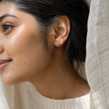 Crescent 925 silver stud earrings for women, gift for her, styled composition