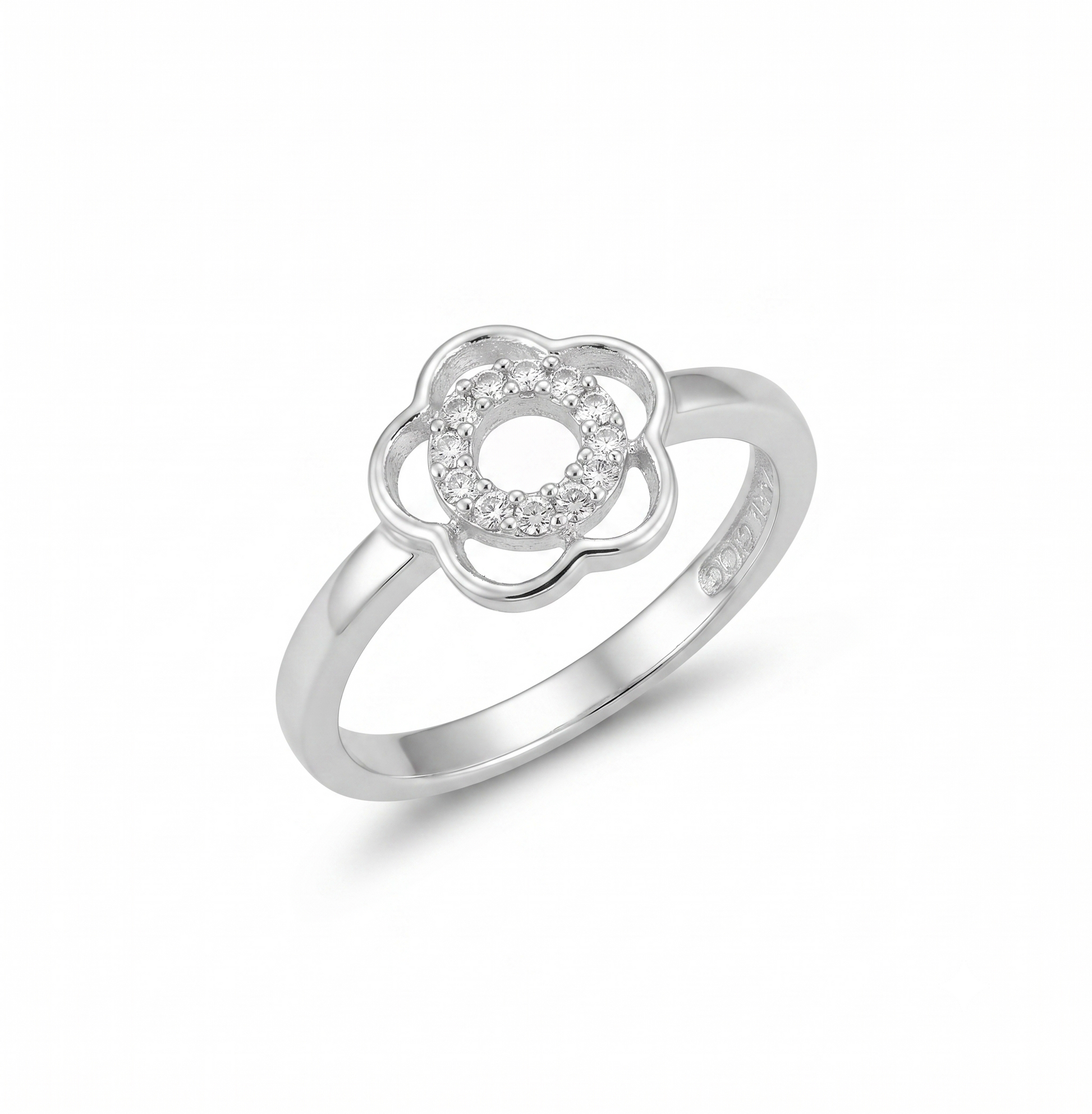 Silvme Heart Valentine 925 sterling silver ring for women — front view on white background