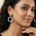 Oval Stone-Set Marquise Halo Drop Earrings, additional product view 4