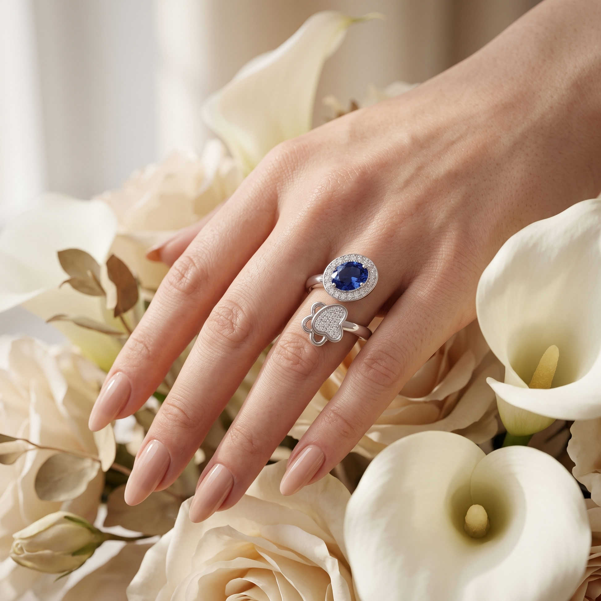 Silvme Wave 925 sterling silver ring for women — top view