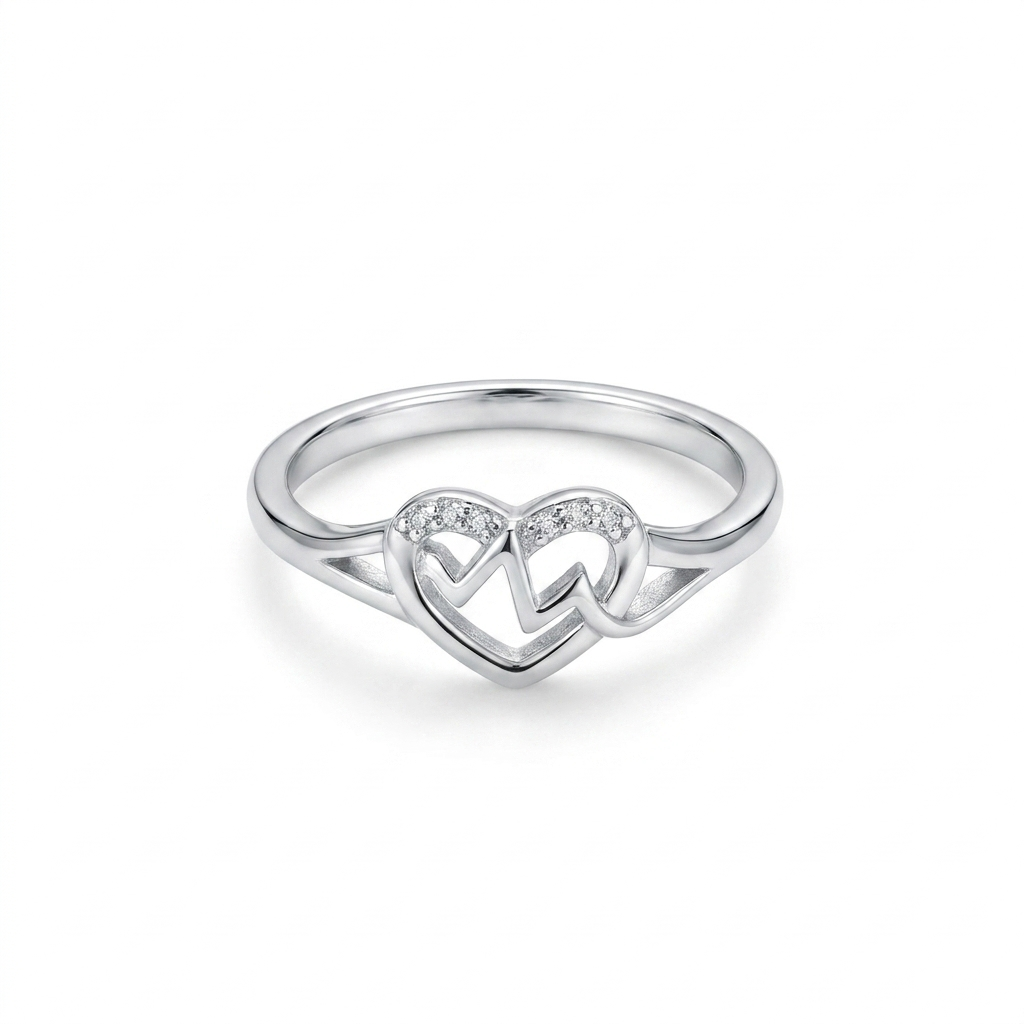 Silvme Stackable Fashion 925 sterling silver ring for women — studio detail shot