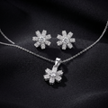 Silvme 925 silver blossom flower pendant and stud earrings with cubic zirconia, gift styling view