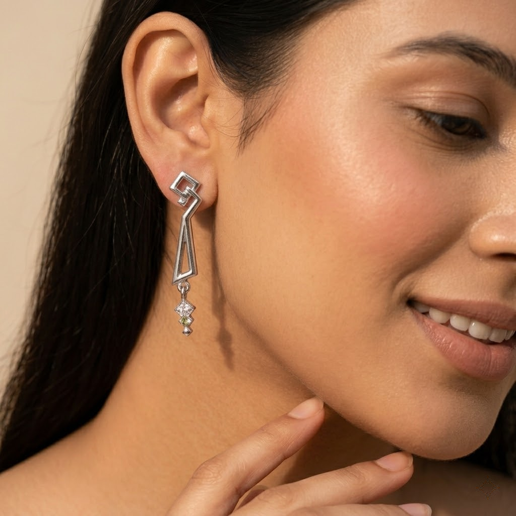 Art Deco Geometric Trapezoid Drop Earrings, additional product view 5
