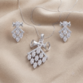 Silvme 925 silver kite cluster pendant necklace and drop earrings with cubic zirconia, gift styling view