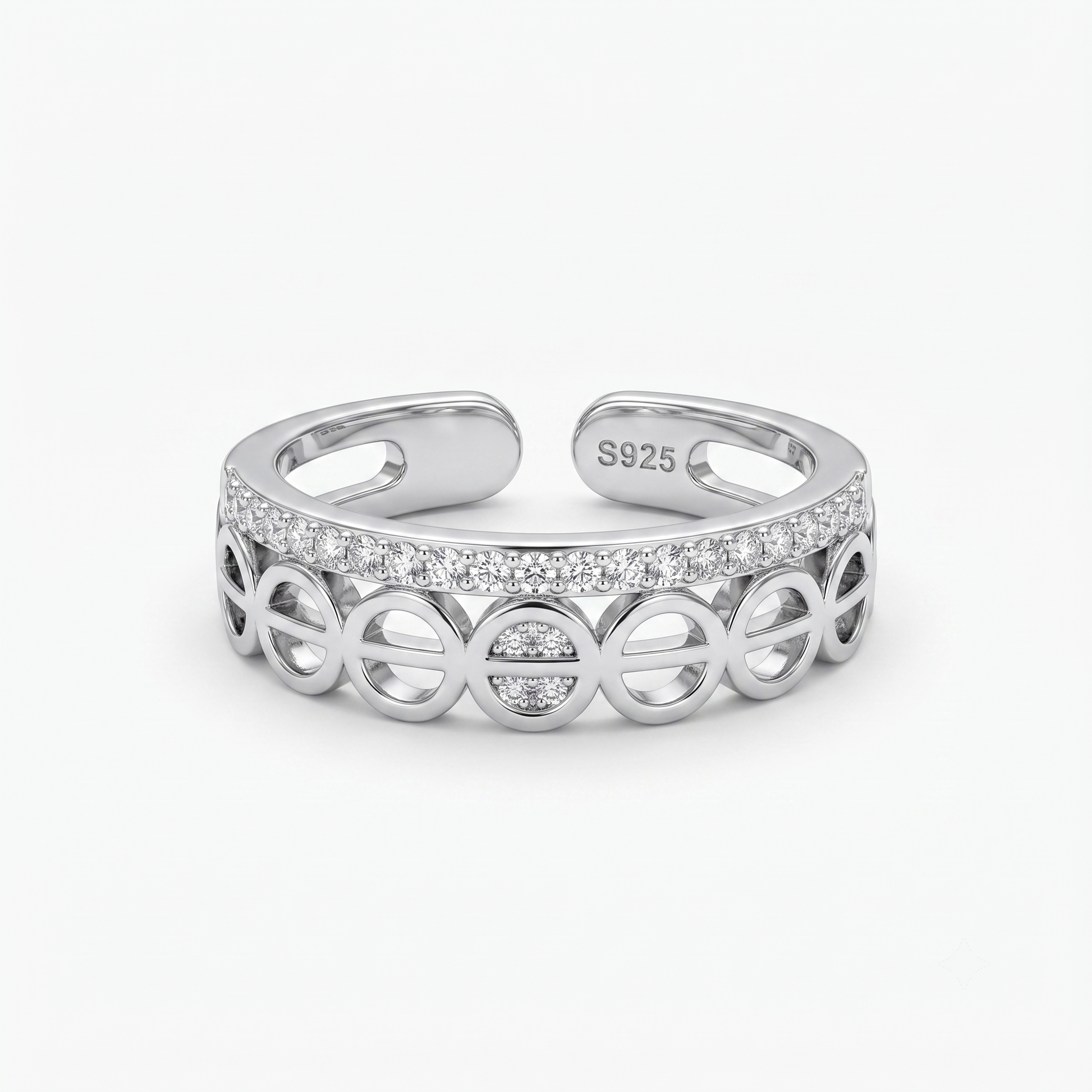 Silvme Shooting Star Trail 925 sterling silver ring for women — top view