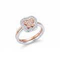Silvme Cushion Halo with cubic zirconia 925 sterling silver halo ring for women, two-tone rose gold and silver, heart shape ring for women, open heart ring, stacking styling view