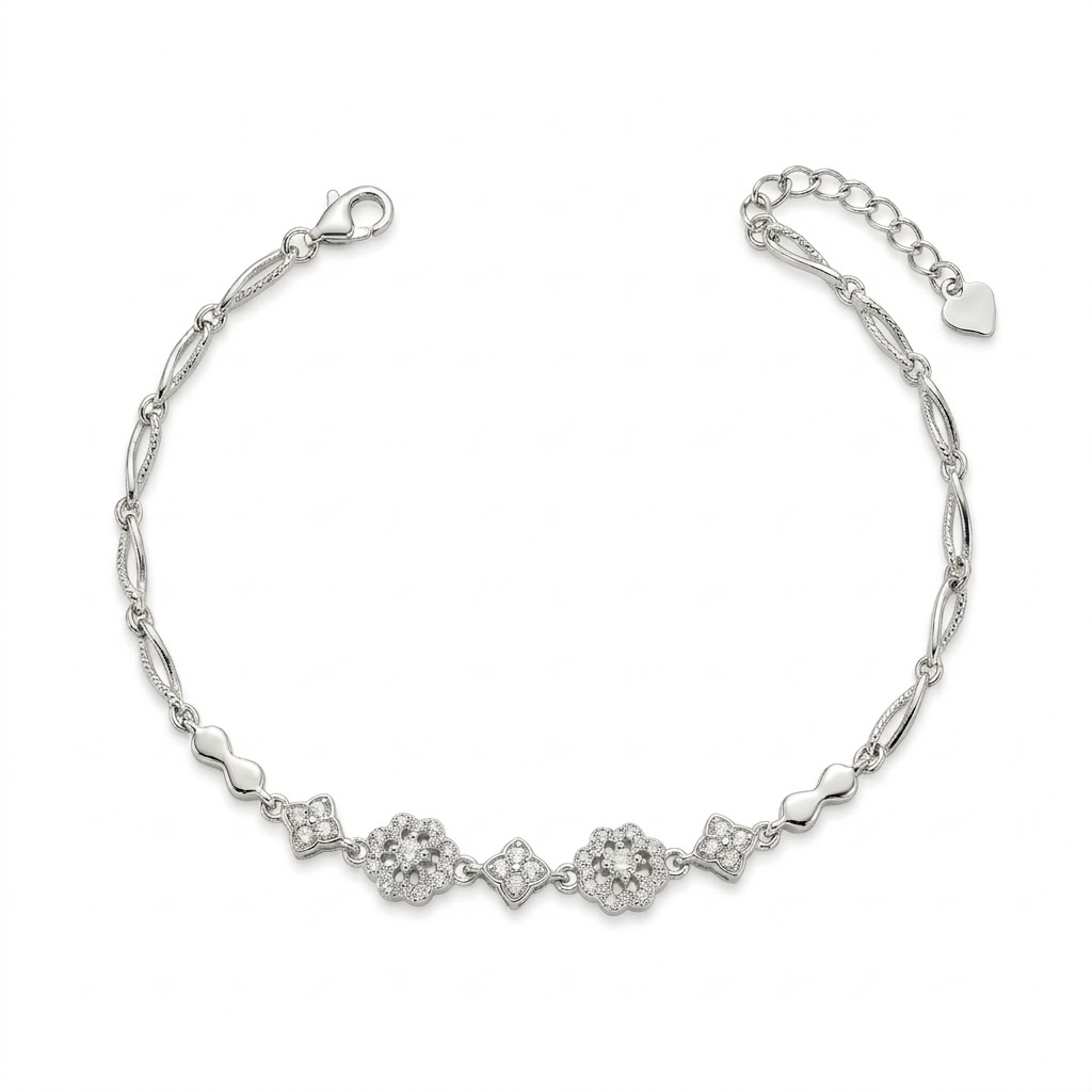 Silvme Floral Design Bracelet, crafted in 925 sterling silver for women, refined silver accessory