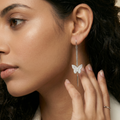Stone-Set Butterfly Charm Threader Earrings, additional product view 4
