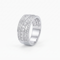Silvme four row CZ pave band 925 sterling silver ring for women with four rows of cubic zirconia across a wide band
