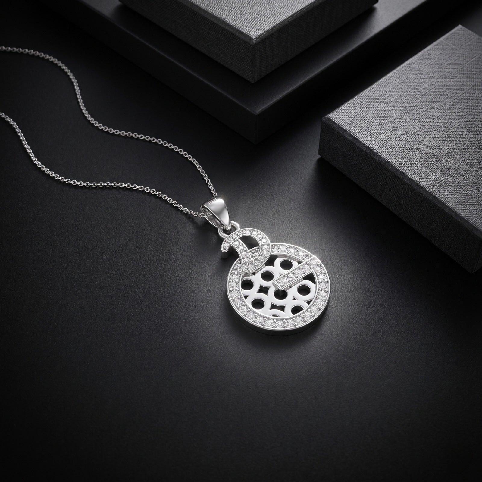 Spiritual Pendant design detail on the Silvme Spiritual Pendant Necklace Blessed Gift, crafted in polished 925 sterling silver