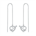 Cupid Arrow Heart Stone-Set Threader Earrings, front product view