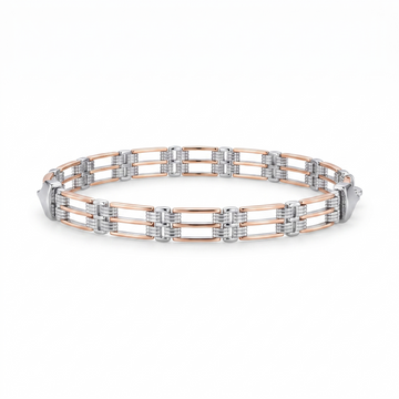 End links and fastening detail on the Silvme rose gold-tone panel bracelet