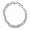 Silvme 925 sterling silver chunky twisted link bracelet for men shaped into an oval on a white background