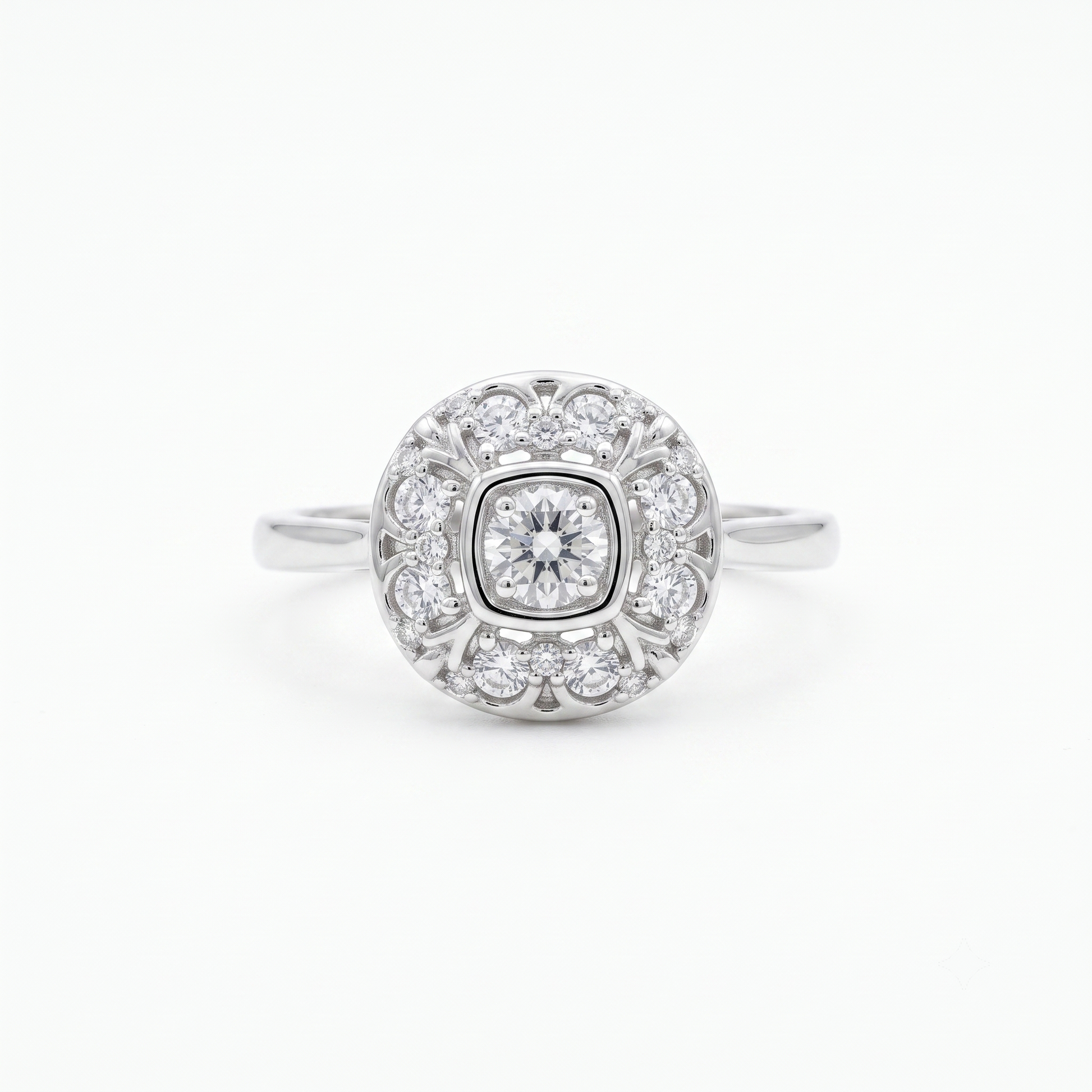 Silvme Evil Eye Protection 925 sterling silver ring for women — front view on white background