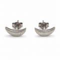 Crescent 925 silver stud earrings for women, gift for sister, shown as a matching pair