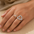 Silvme Heart 925 sterling silver heart ring for women, silver-tone, ladies ring silver, finger ring for women, front view
