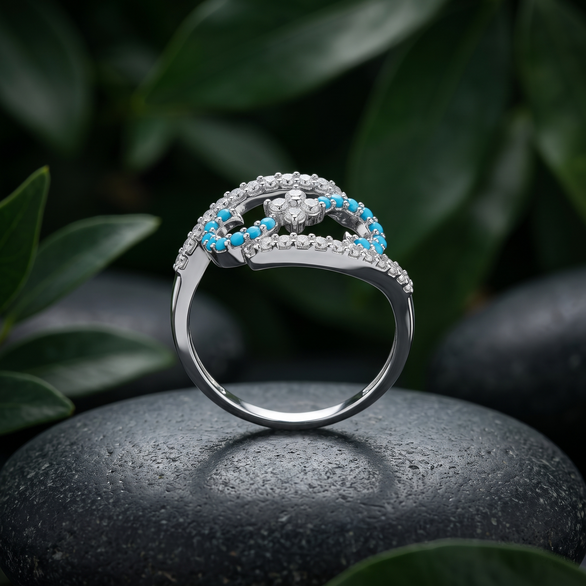 Silvme Knot Design 925 sterling silver ring for women — angled view