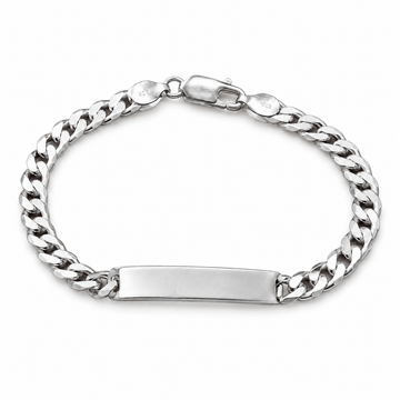 Silvme 925 sterling silver curb chain id bracelet for men shaped into an oval on a white background