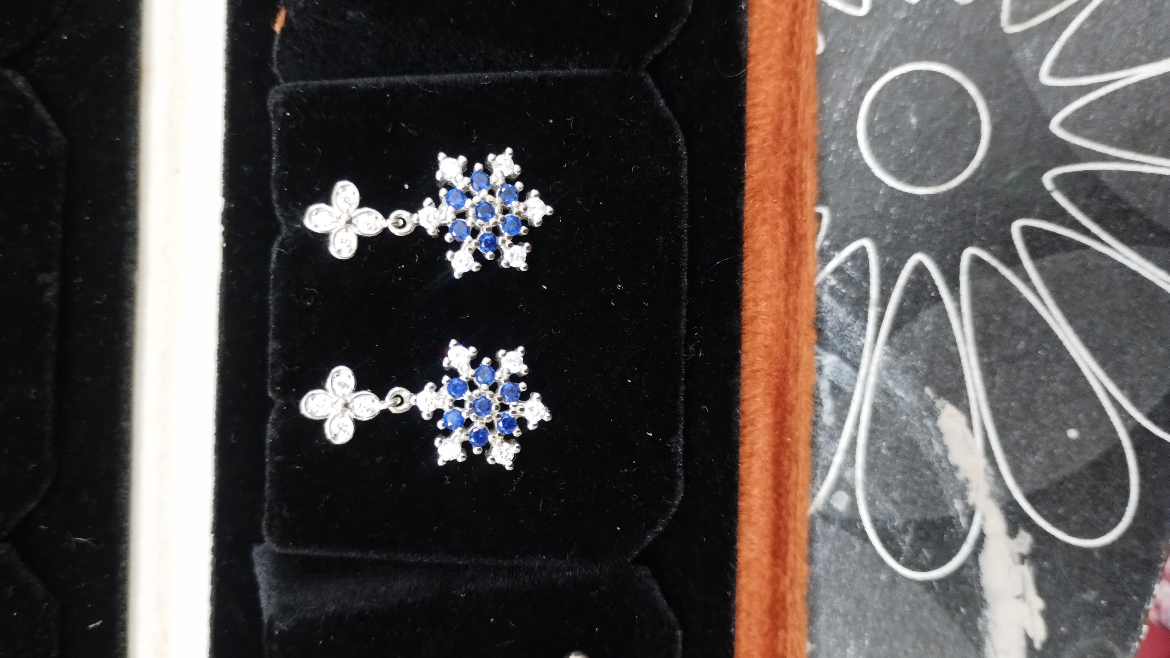 Silvme Pure 925 Sterling Silver Blue Sapphire CZ Cross Pendant Drop Earrings — View 3