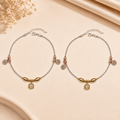 Additional detail view of the Silvme gold & rose-gold charm 925 silver anklet payal (7)