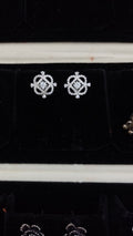 Silvme Pure 925 Sterling Silver Diamond Frame CZ Solitaire Stud Earrings — Front View