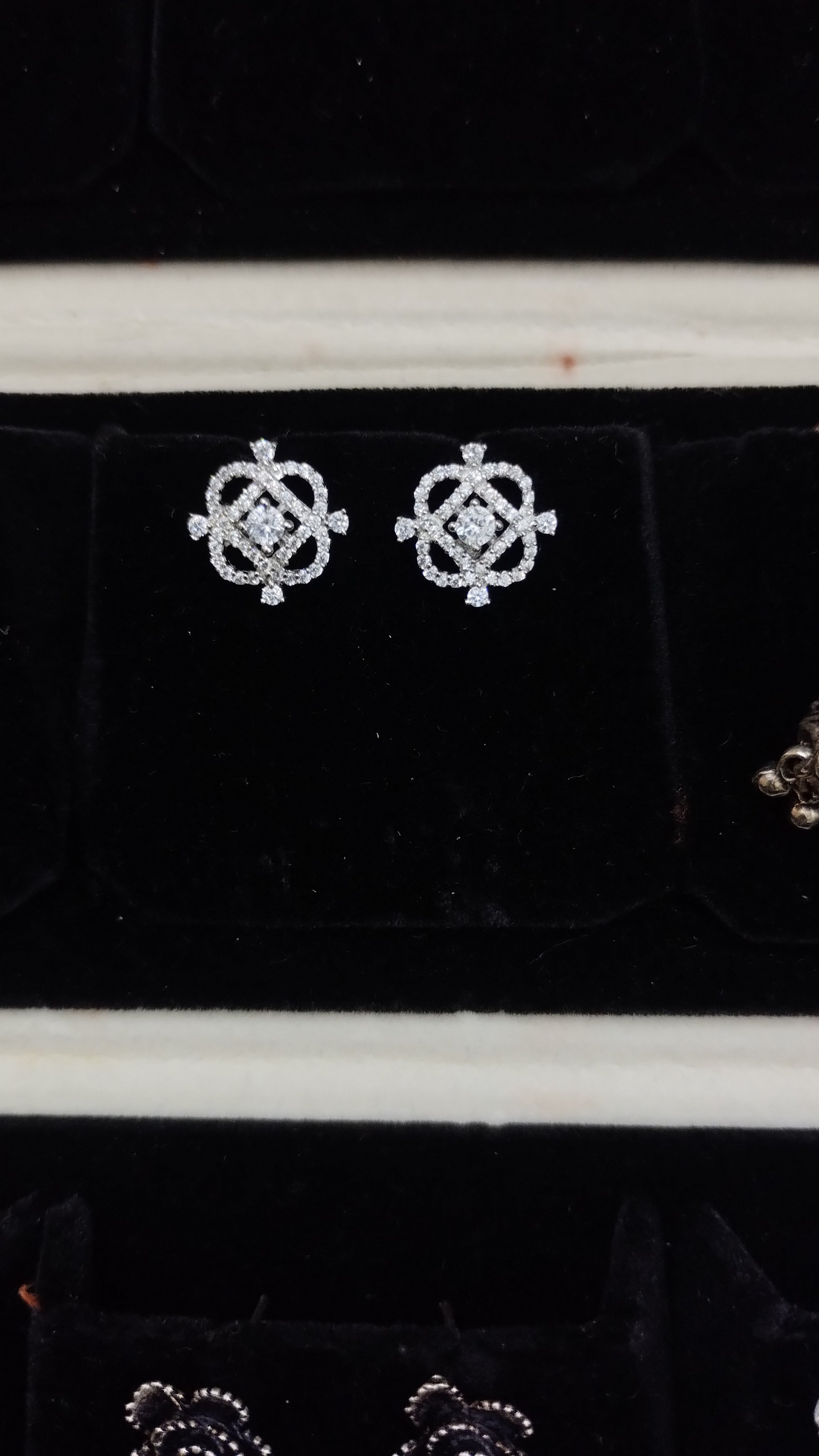 Silvme Pure 925 Sterling Silver Diamond Frame CZ Solitaire Stud Earrings — Front View