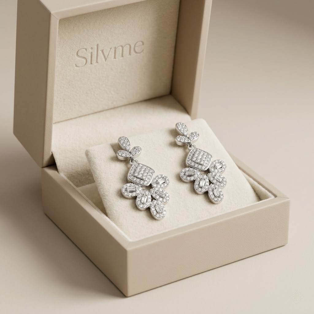 Baguette Stone-Set Chandelier Statement Earrings, alternate angle