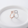 Silvme Flower Stack with cubic zirconia 925 sterling silver floral ring for women, two-tone rose gold and silver, gift for wife, gift for girlfriend, gift box packaging view