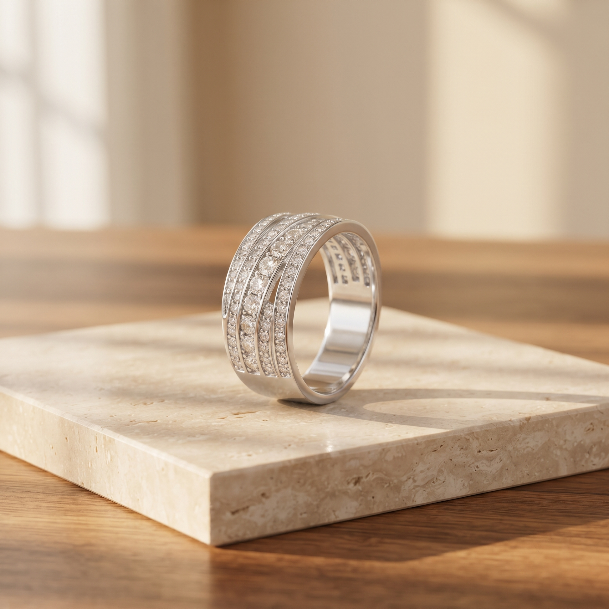 Buy four row CZ pave band 925 sterling silver ring for women online in India from Silvme