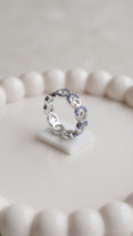 Silvme blue stone link sterling silver ring for women, light and easy to wear all day