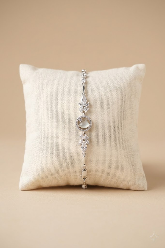 Silvme Floral Cubic Zirconia Bracelet in 925 sterling silver, jewellery for women, ideal as an anniversary gift
