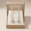 Geometric Monogram Threader Earrings, close-up detail