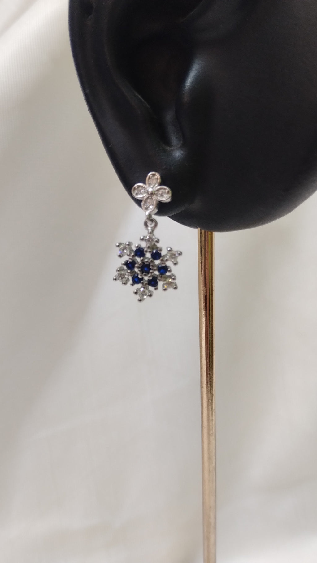 Silvme Pure 925 Sterling Silver Blue Sapphire CZ Cross Pendant Drop Earrings — View 4