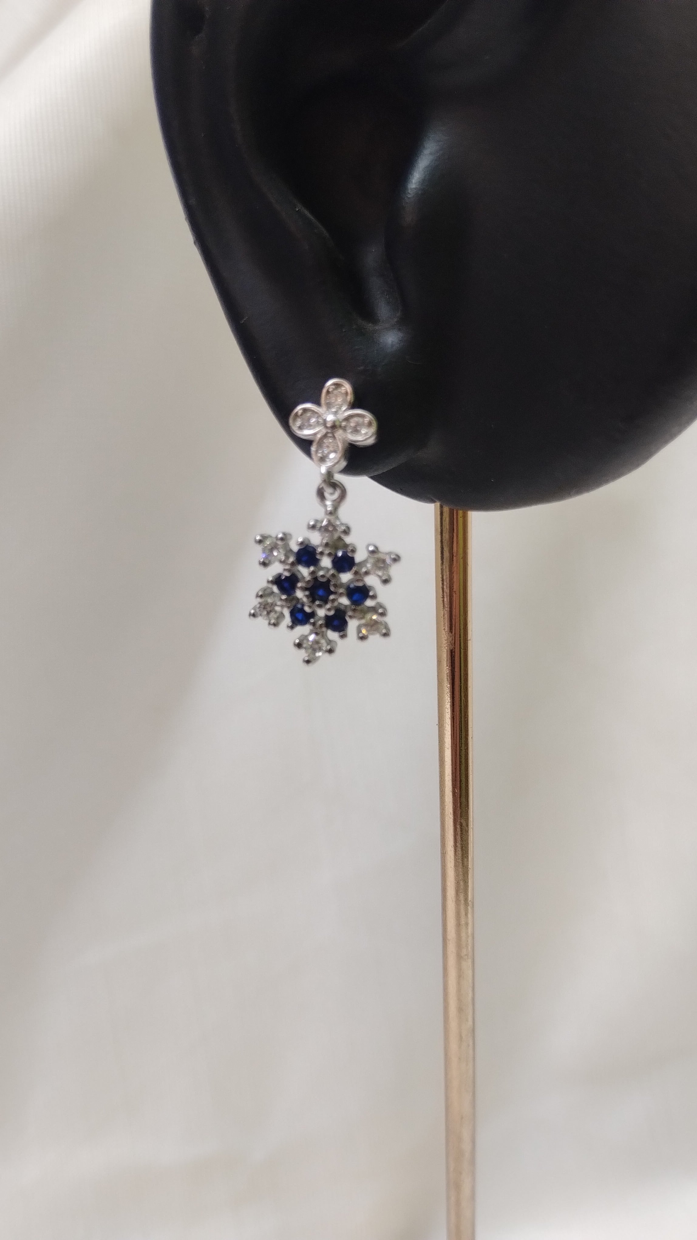 Silvme Pure 925 Sterling Silver Blue Sapphire CZ Cross Pendant Drop Earrings — View 4