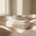 Comfort-fit 925 sterling silver four row CZ pave band ring for women in Indian ring sizes