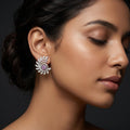 Pink-Centre Feather-Leaf Stud Earrings, additional product view 4