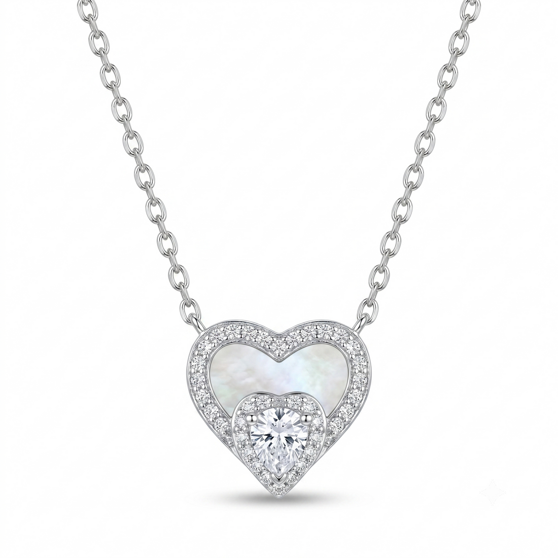 Silvme Moon Star Pendant Necklace in 925 sterling silver with cubic zirconia, jewellery for women