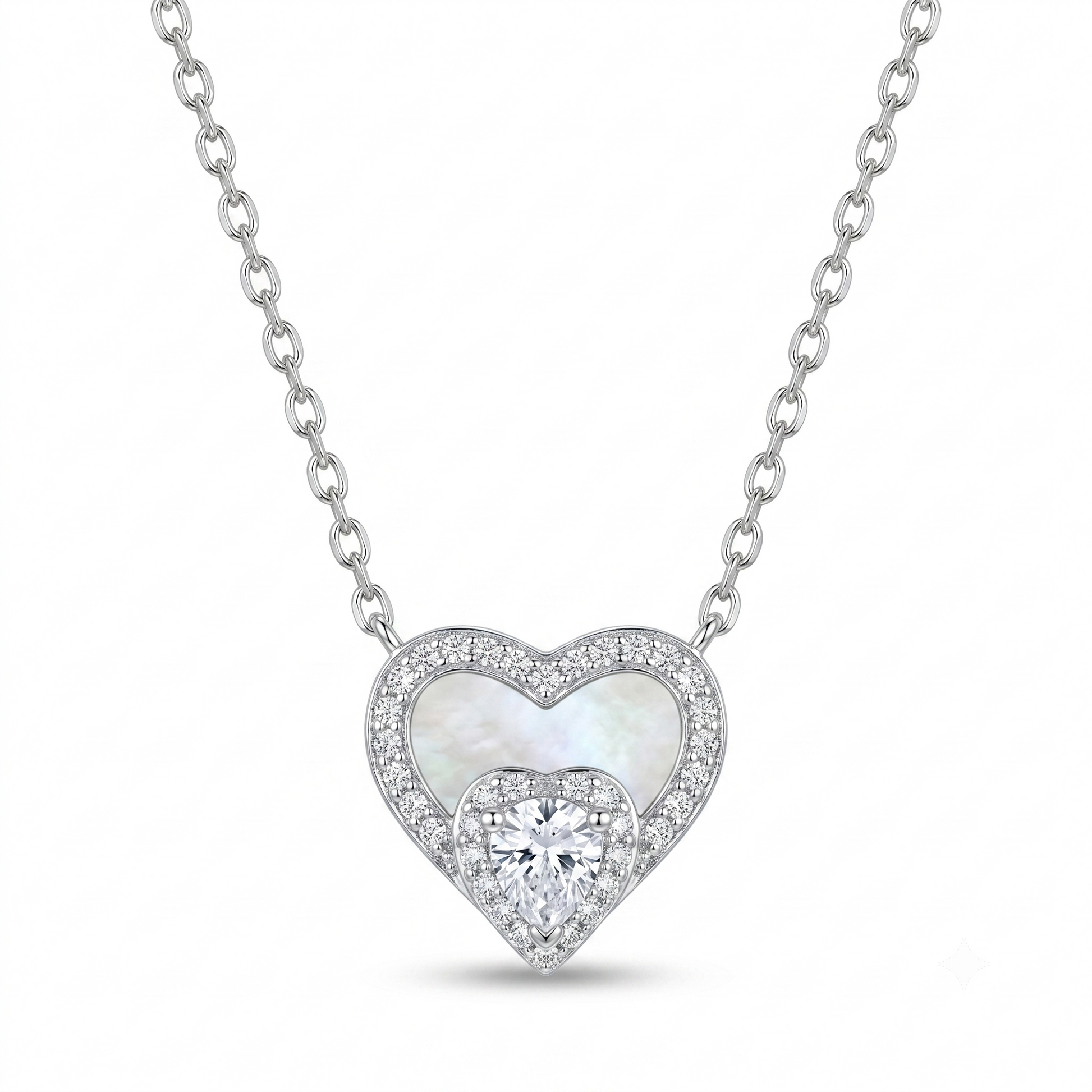 Silvme Moon Star Pendant Necklace in 925 sterling silver with cubic zirconia, jewellery for women