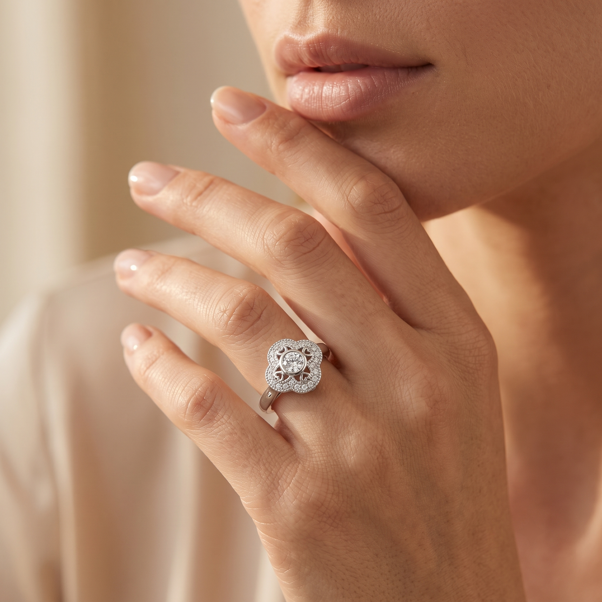 Silvme Braided 925 sterling silver ring for women — worn on the finger