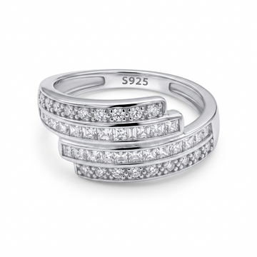 Silvme Double Band Stacking 925 sterling silver ring for women — front view on white background
