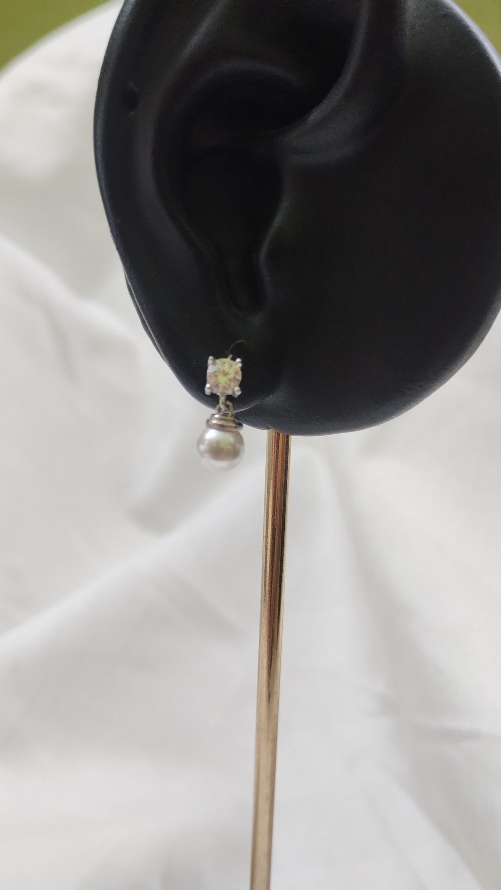 Silvme Pure 925 Sterling Silver CZ Solitaire Pearl Drop Stud Earrings — View 4