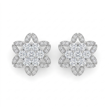 Snowflake Flower 925 silver stud earrings for women, gift for sister, shown as a matching pair
